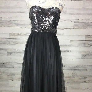 Blondie Nites Black Sequin Evening Party Gown Prom